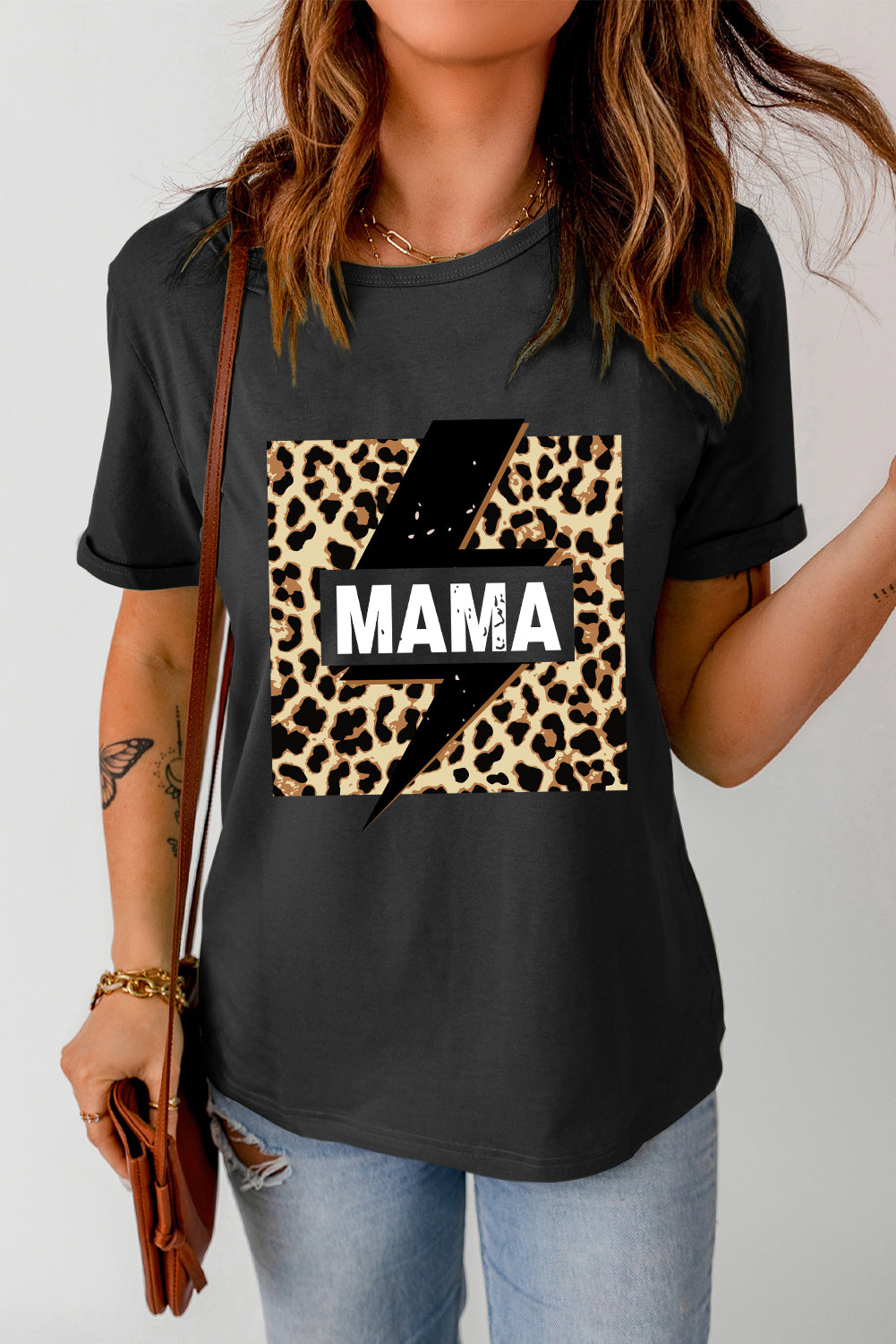 Mama Lightning Leopard Print Graphic Tee (online only)