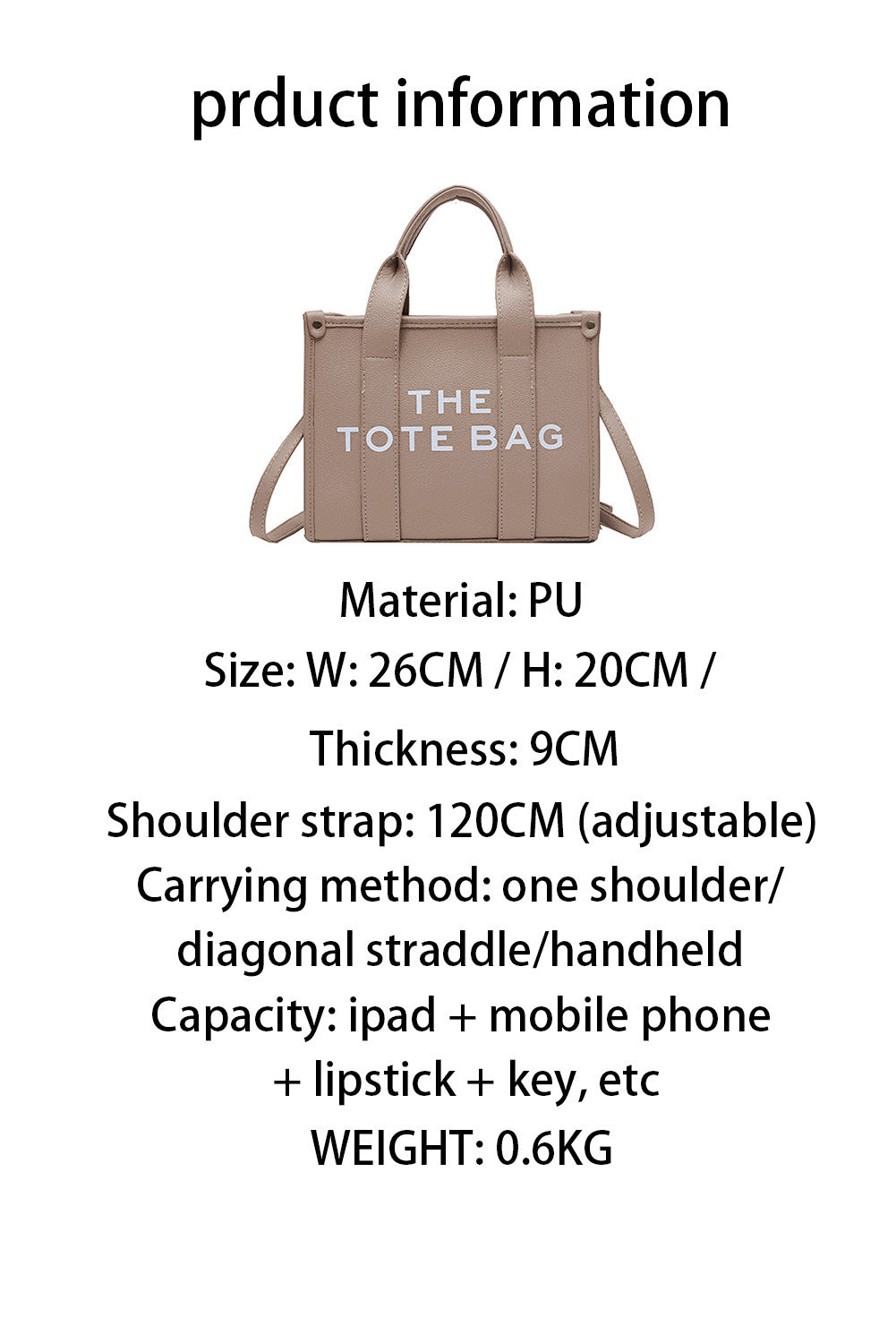 Khaki Shoulder Strap Tote Bag (online only)