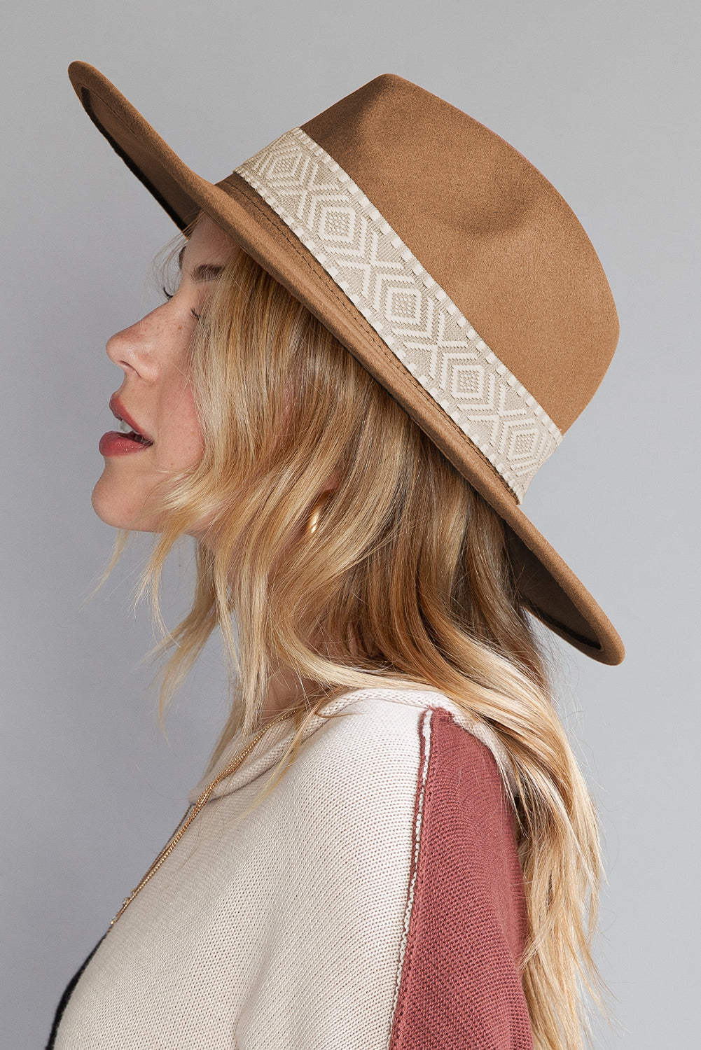 Brown Western Flat Brim Cowboy Woven Hat (online only)