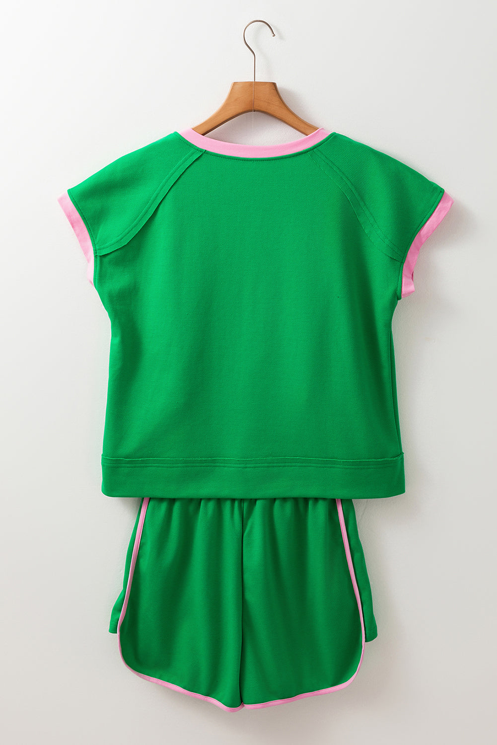 Bright Green Two Tone Textured Tee and Shorts Set (online only)