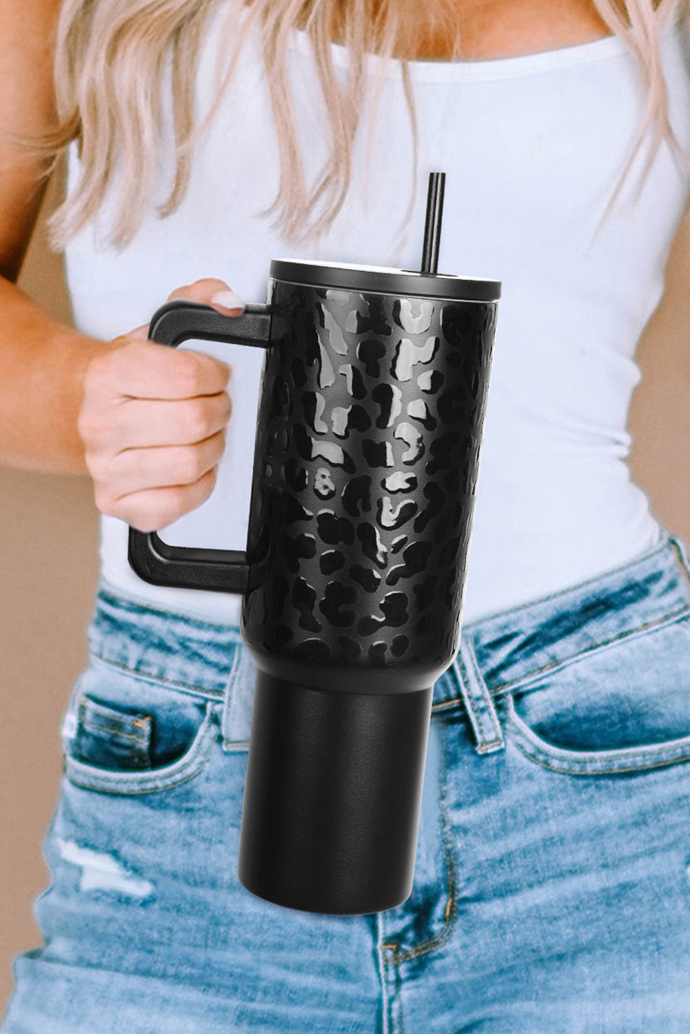 Leopard Emboss Straw Thermal Tumbler 40oz (online only)