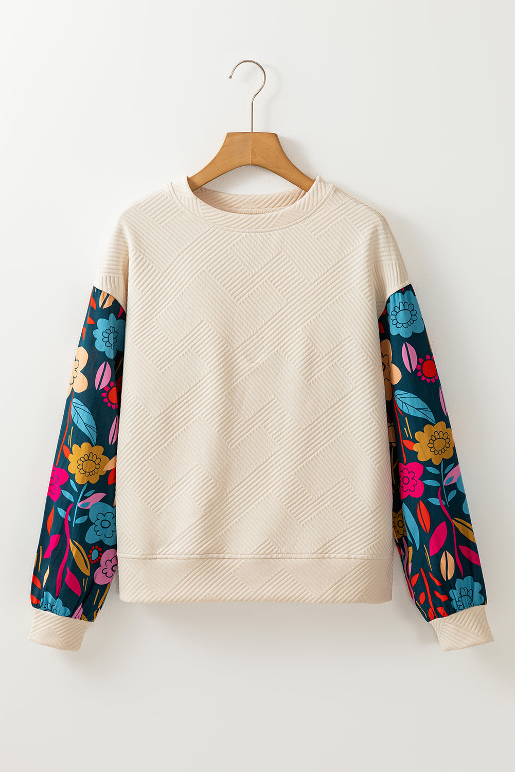 White Vintage Flower Sleeve Top (online only)