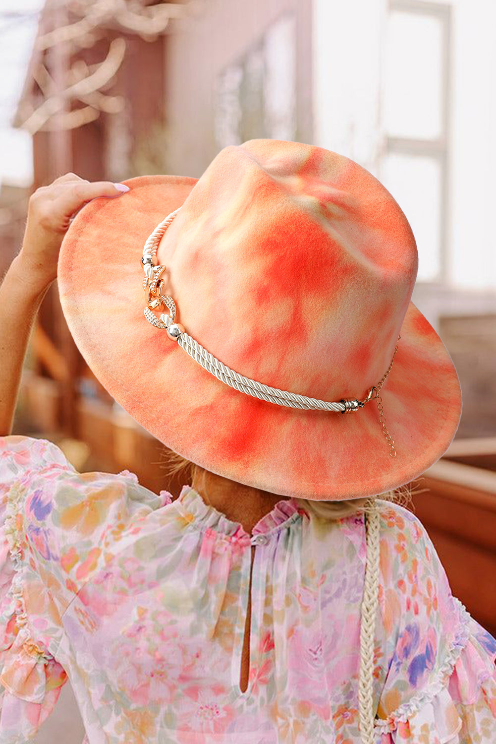 Apricot Pink Tie Dyed Woolen Hat (online only)