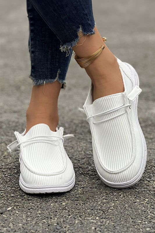 White Striped Casual Loafers (online only)