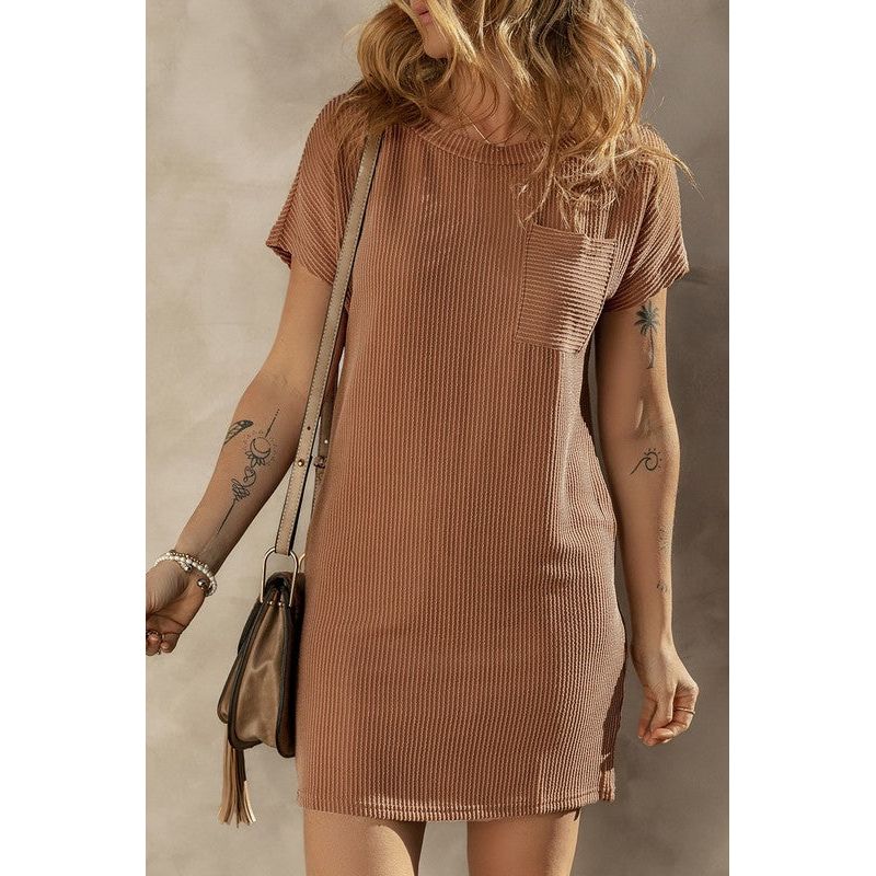 Ribbed Knit T-shirt Shift Dress