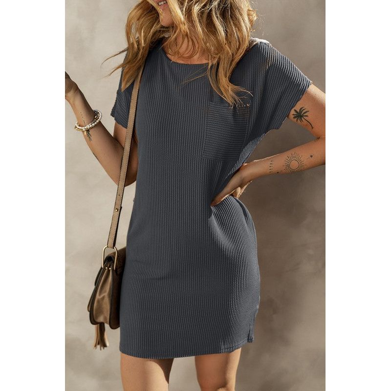 Ribbed Knit T-shirt Shift Dress