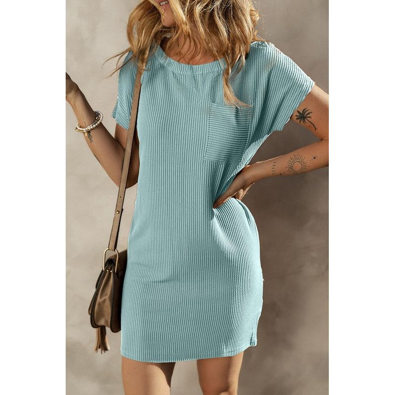 Ribbed Knit T-shirt Shift Dress