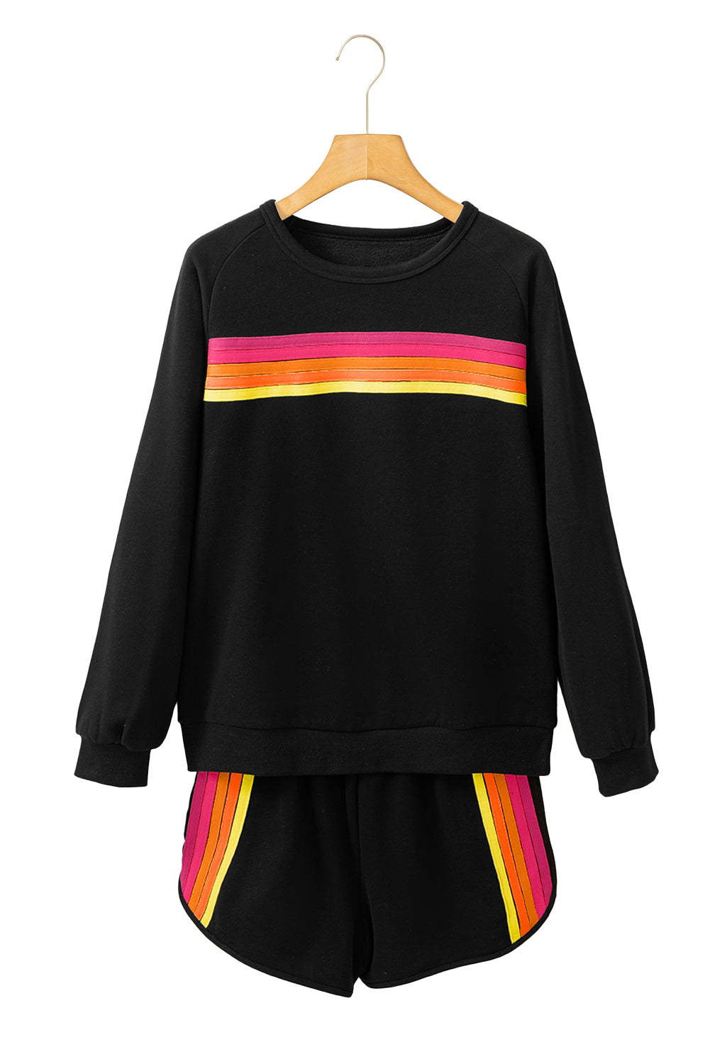 Colorful Striped Long Sleeve Pullover and Shorts Set (online only)