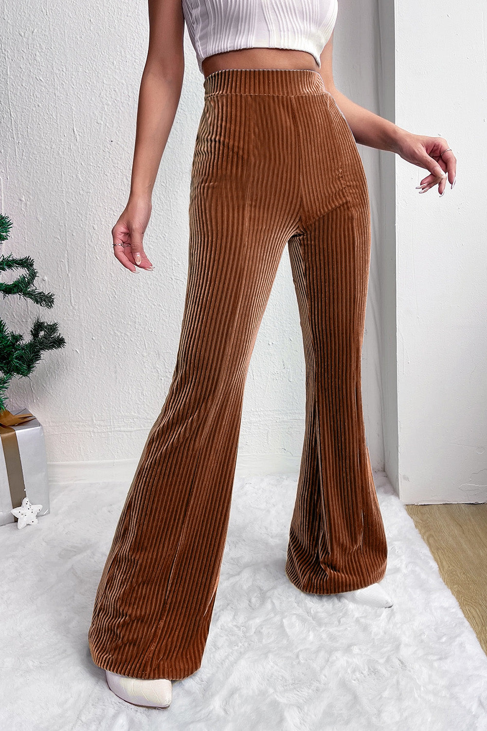 Chestnut Corduroy Flare Pants (online only)