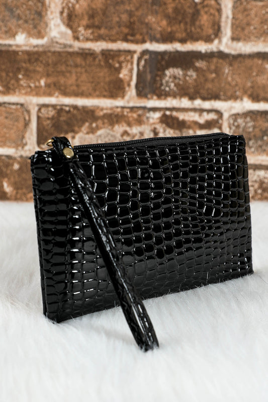 Crocodile Pattern Zipper Wristlet Clutch (online only)