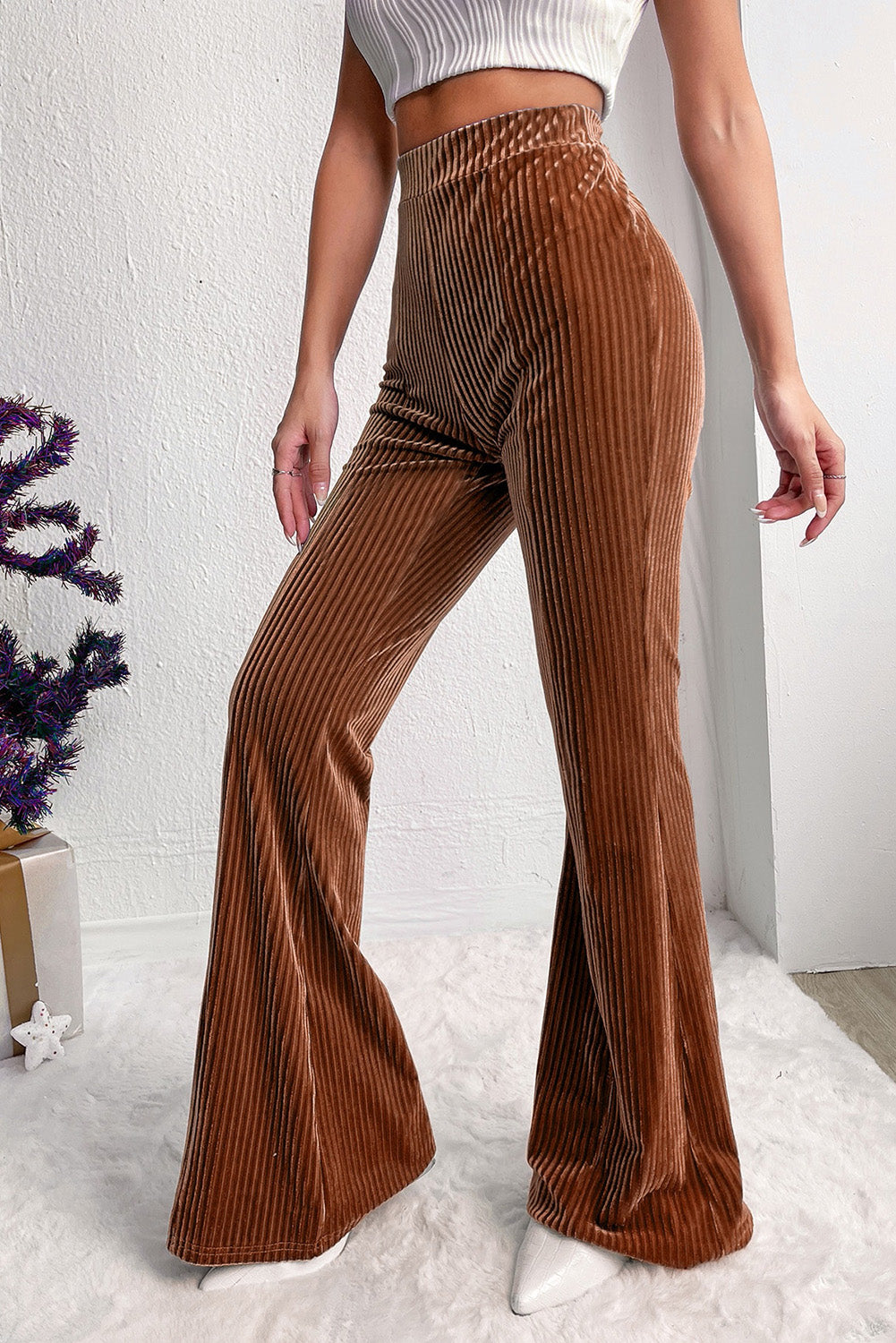 Chestnut Corduroy Flare Pants (online only)