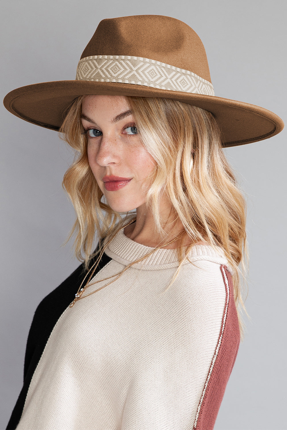 Brown Western Flat Brim Cowboy Woven Hat (online only)