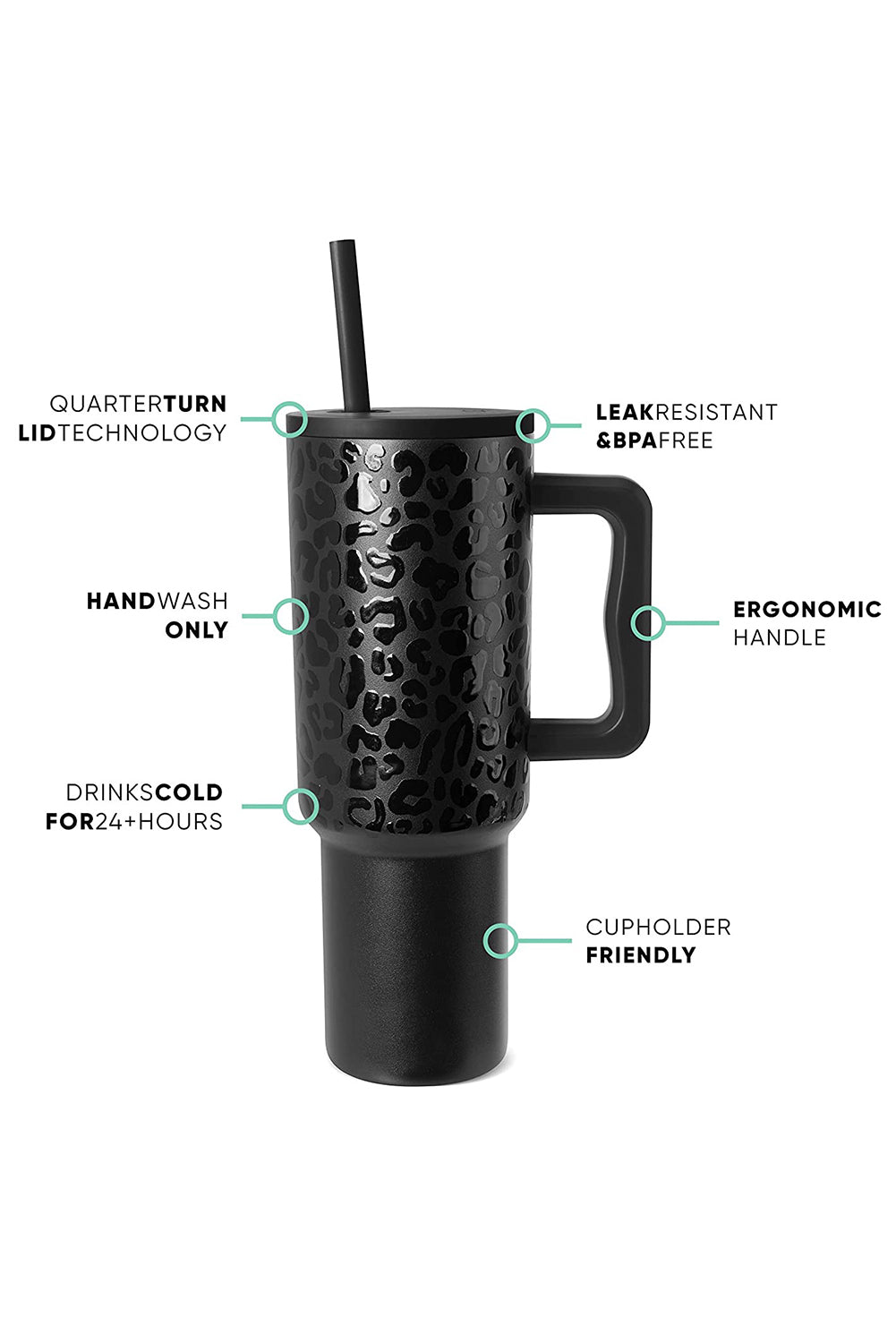 Leopard Emboss Straw Thermal Tumbler 40oz (online only)