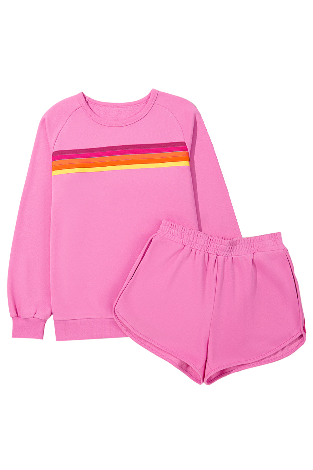 Colorful Striped Long Sleeve Pullover and Shorts Set (online only)