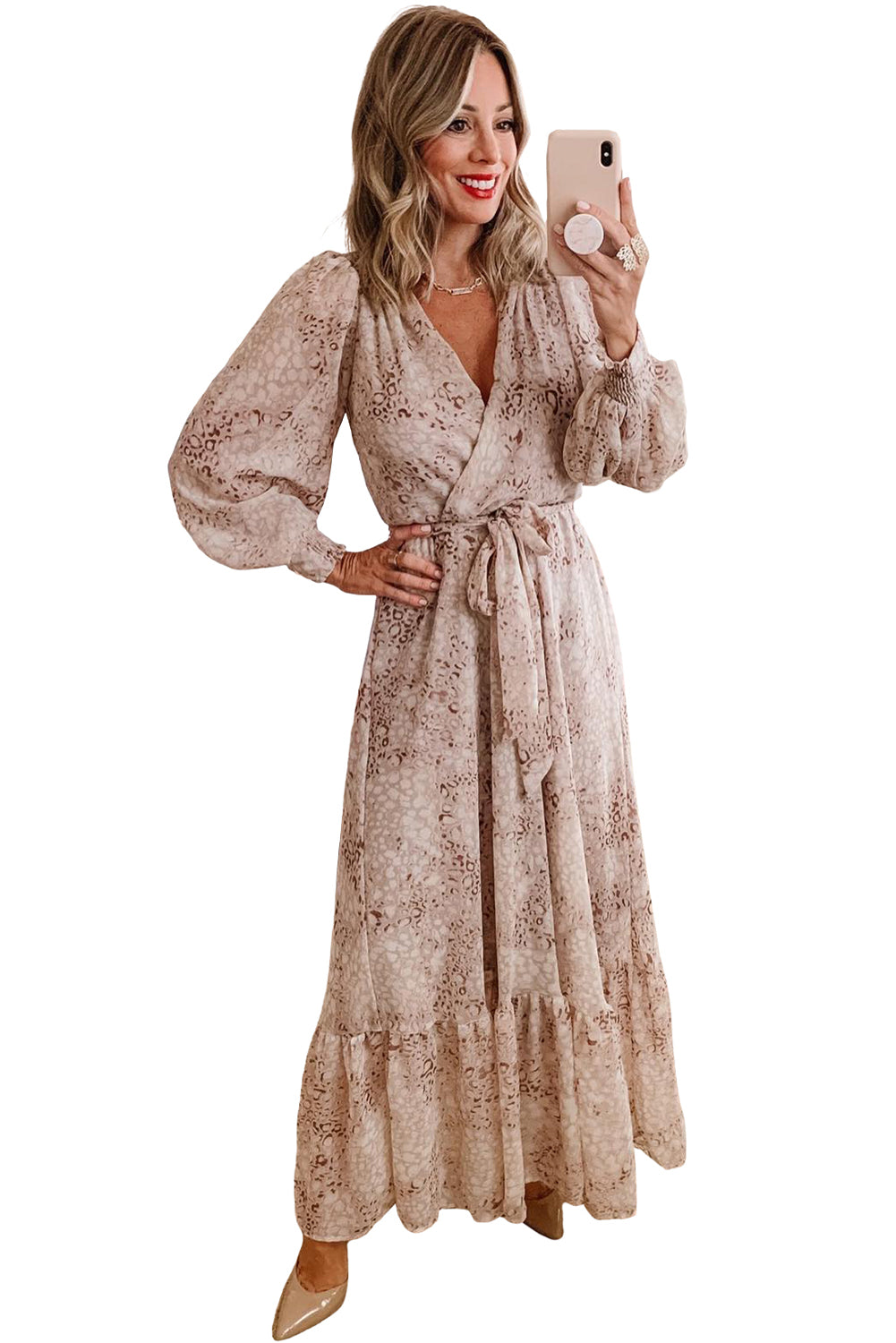 Leopard Bubble Sleeve Maxi Dress (online only)