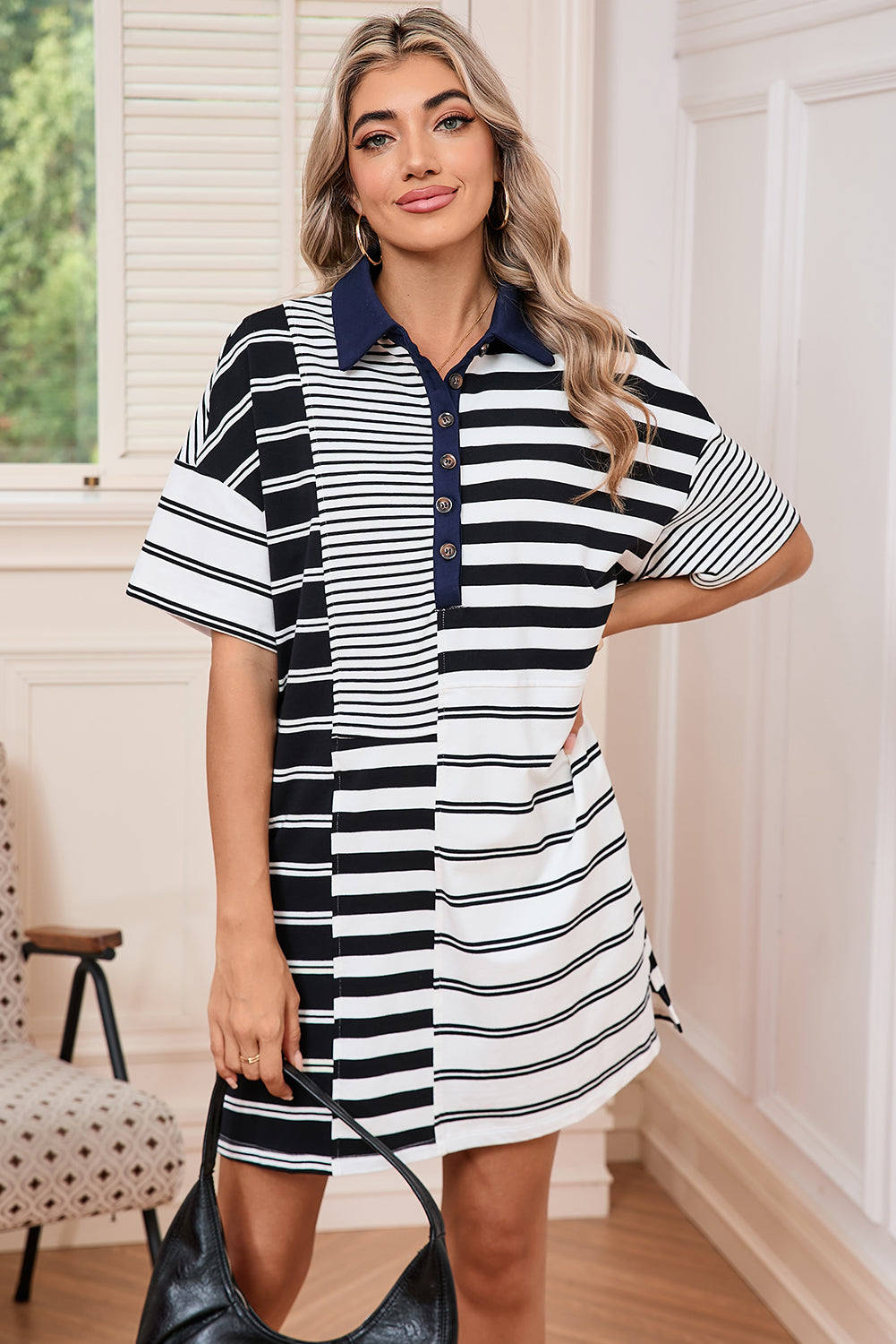 Striped Collared Mini Dress (online only)