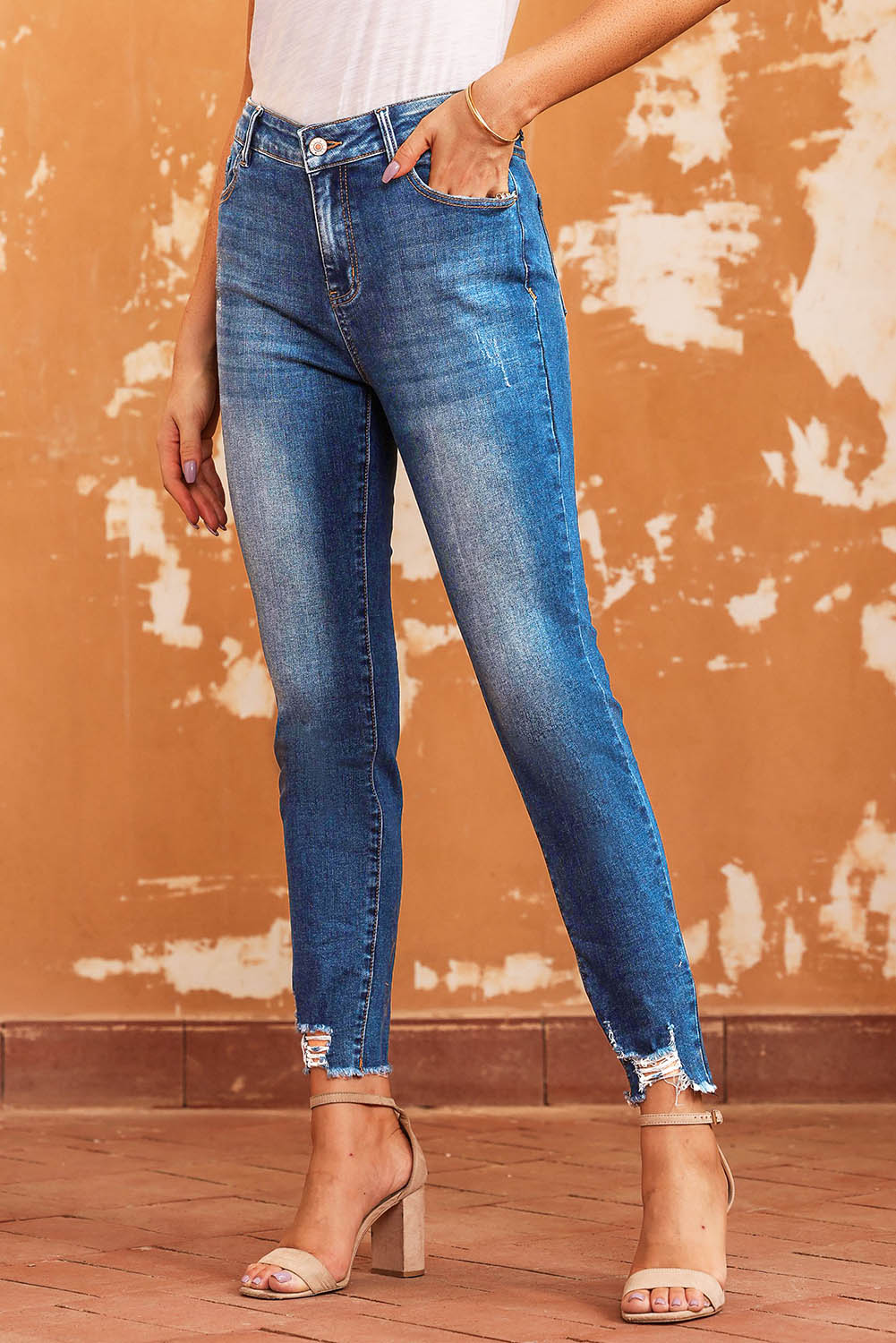 Dark Blue Ankle Length Skinny Jeans (online only)