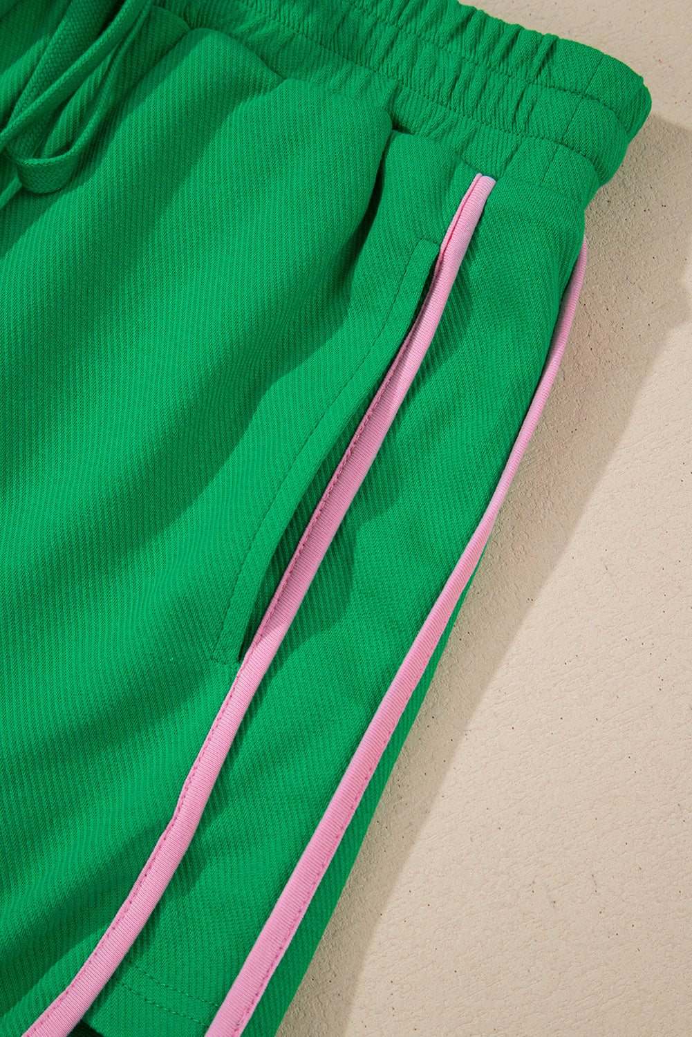 Bright Green Two Tone Textured Tee and Shorts Set (online only)