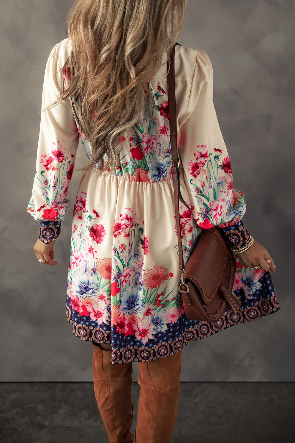 Floral Print Buttoned High Waist Mini Dress (online only)