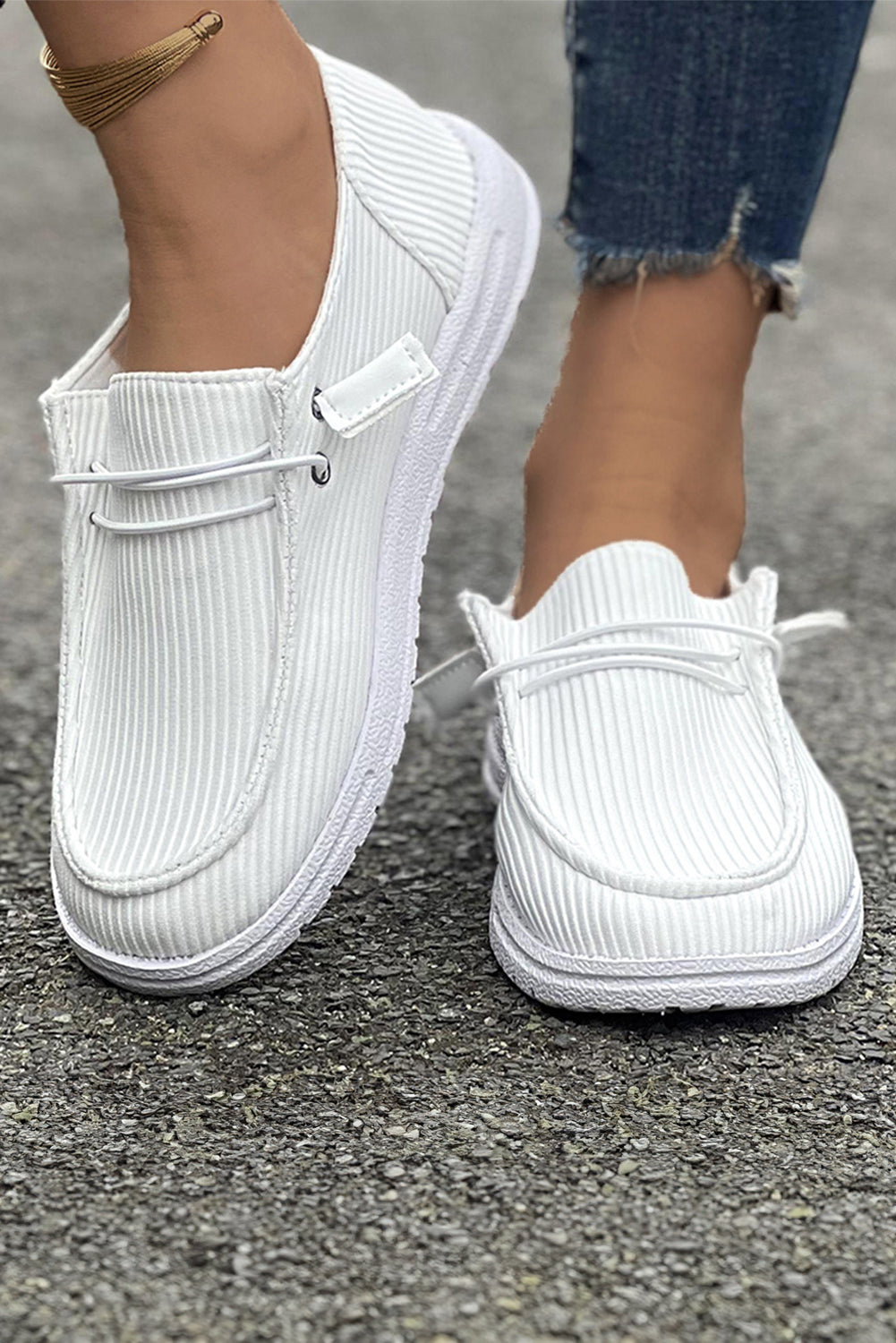 White Striped Casual Loafers (online only)