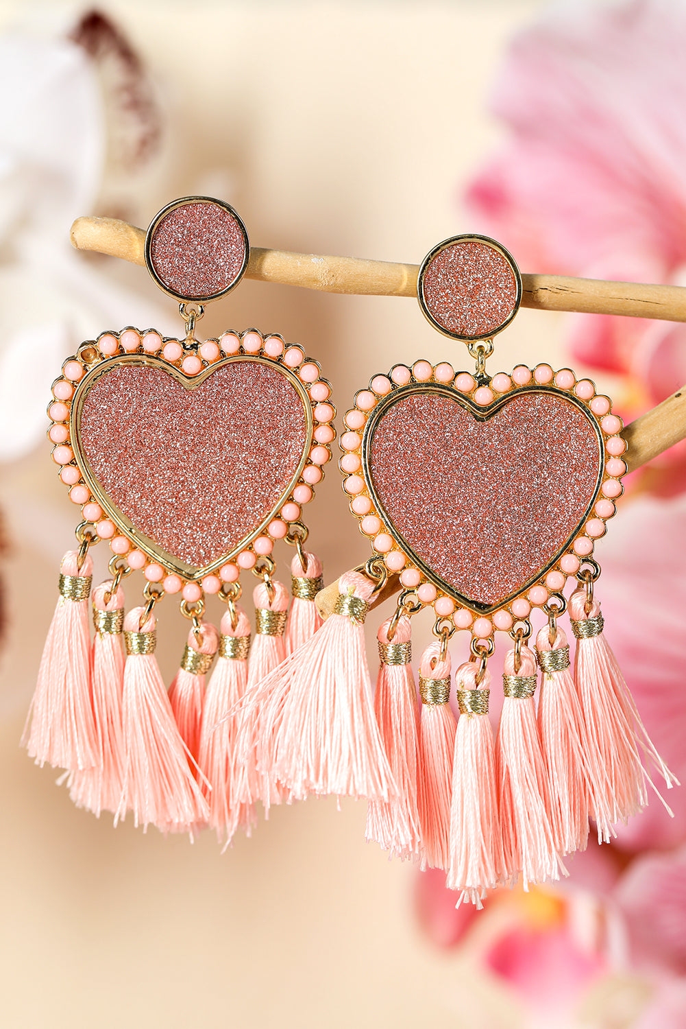 Glitter Heart Tassel Valentines Earrings (online only)