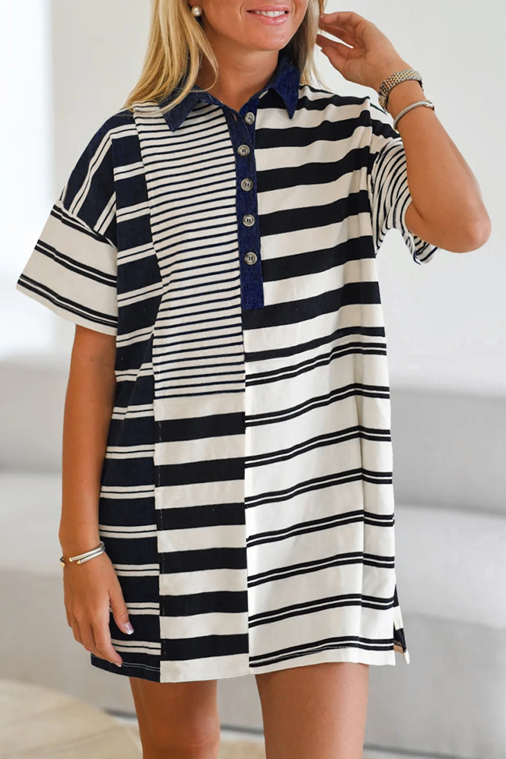 Striped Collared Mini Dress (online only)