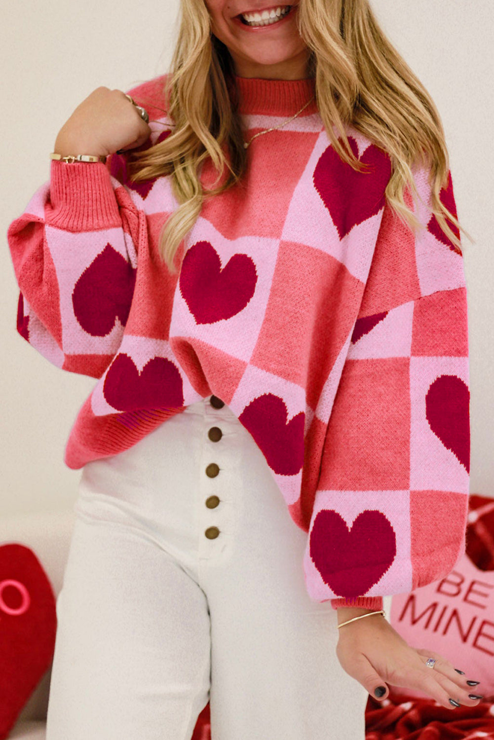 Heart Checkered Sweater (online only)