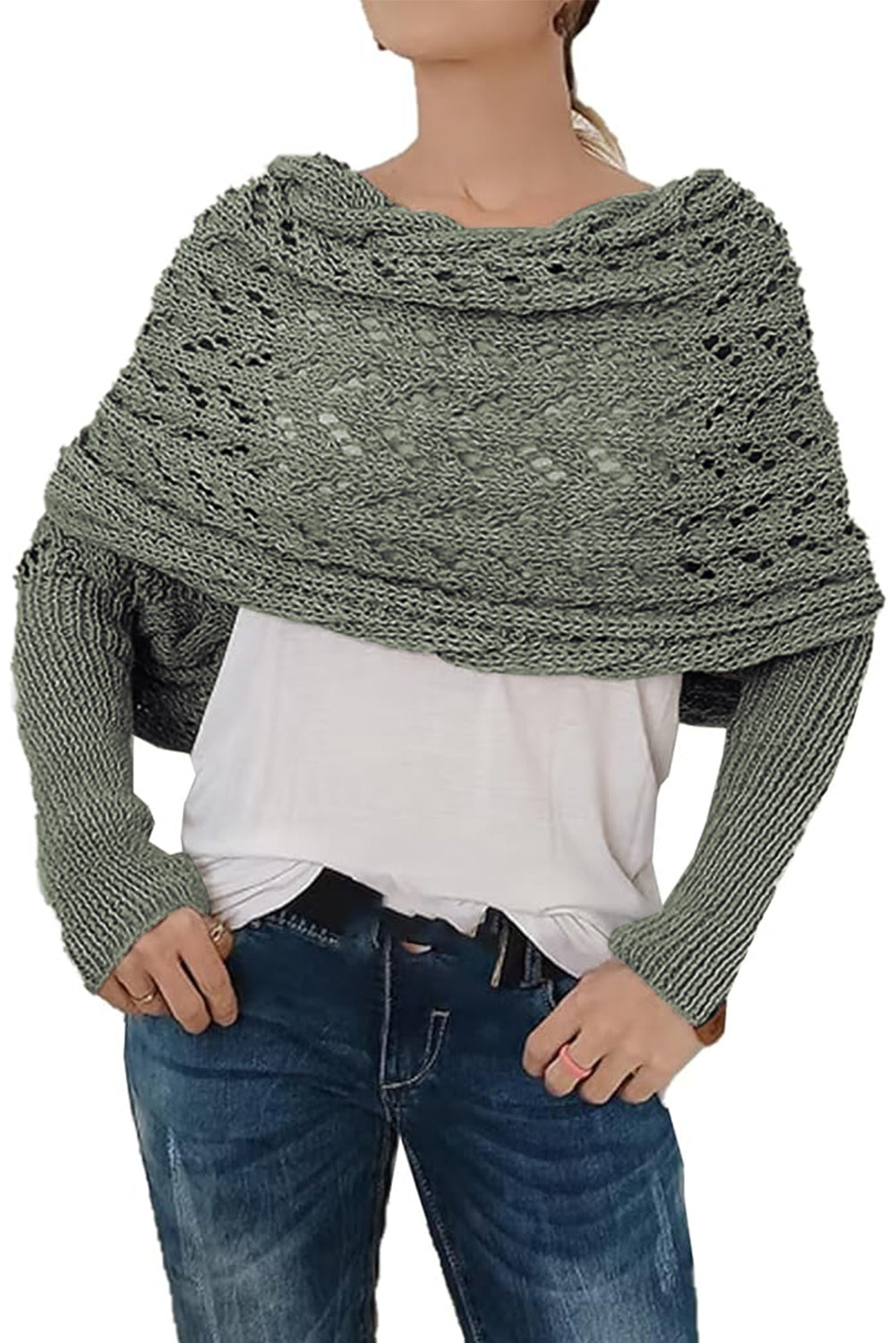 Hollow Knit Scarf with Sleeves (online only)