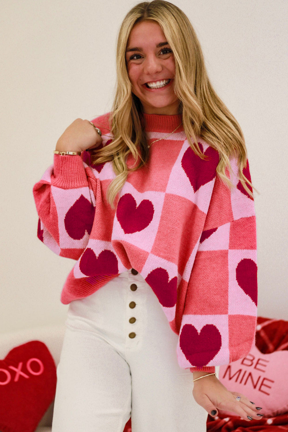 Heart Checkered Sweater (online only)