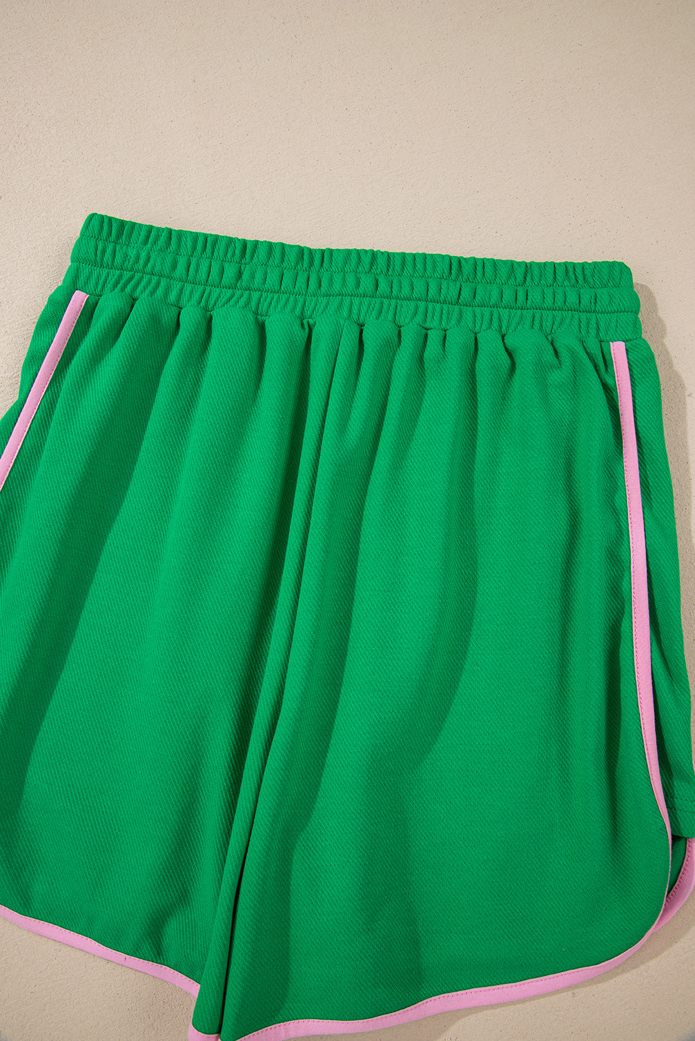 Bright Green Two Tone Textured Tee and Shorts Set (online only)