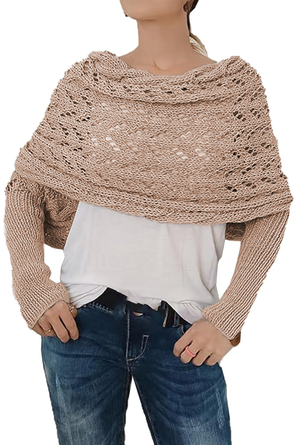 Hollow Knit Scarf with Sleeves (online only)