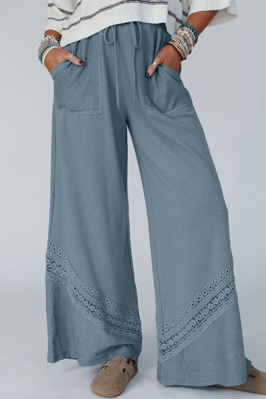 Lace Crochet High Waist Wide Leg Pants (online only)