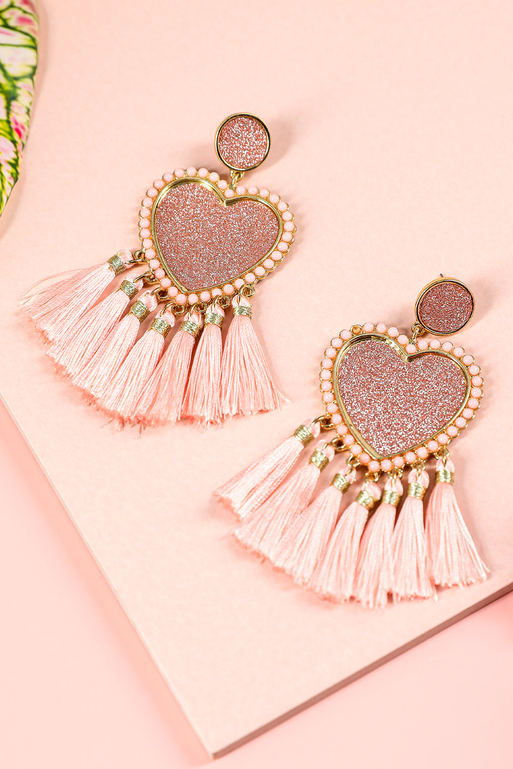 Glitter Heart Tassel Valentines Earrings (online only)