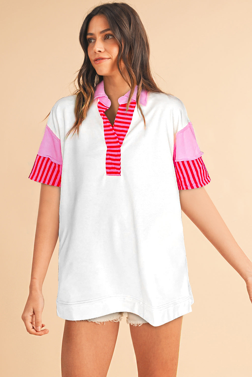 Colorblock Sleeve Collared Mini Dress (online only)