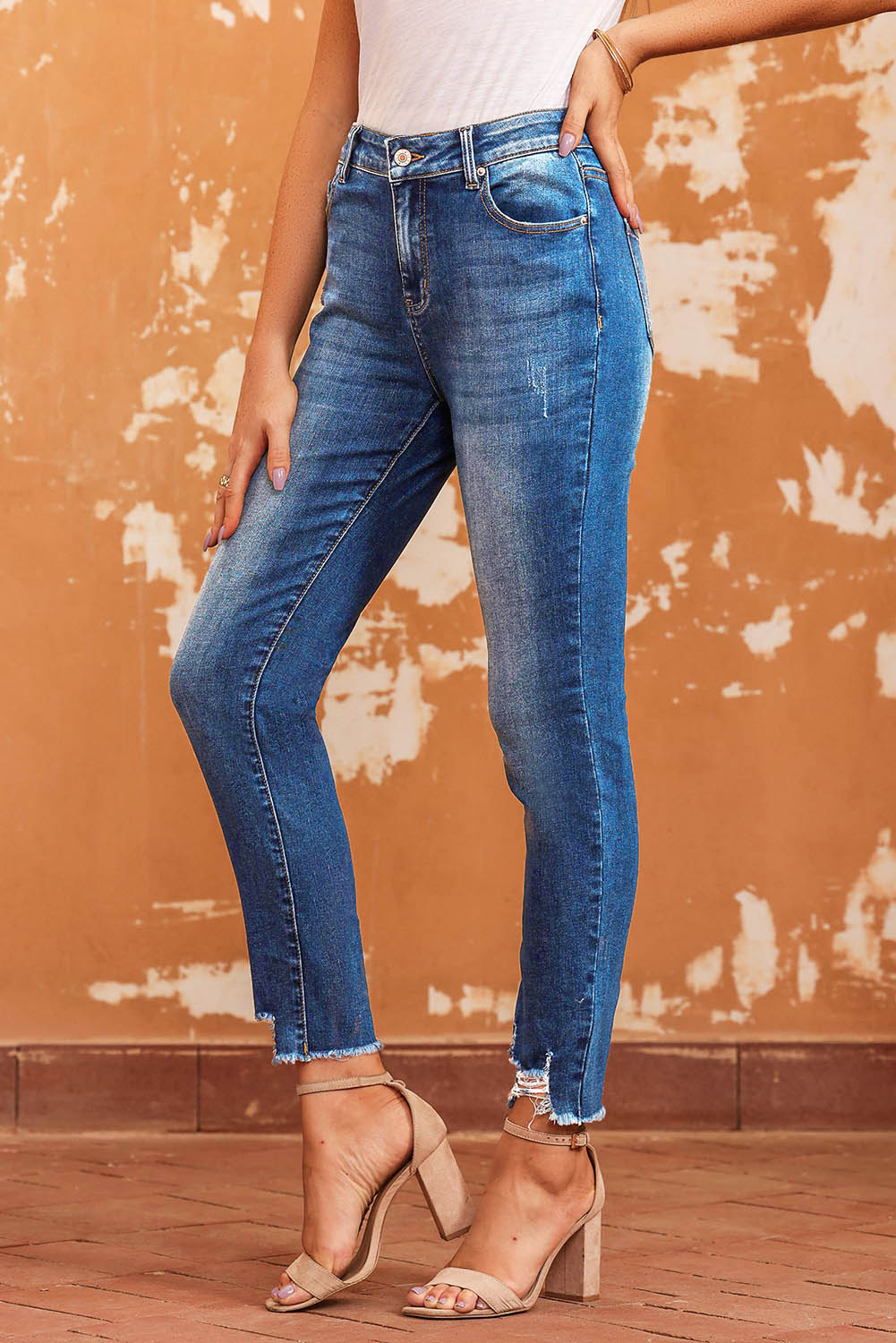 Dark Blue Ankle Length Skinny Jeans (online only)