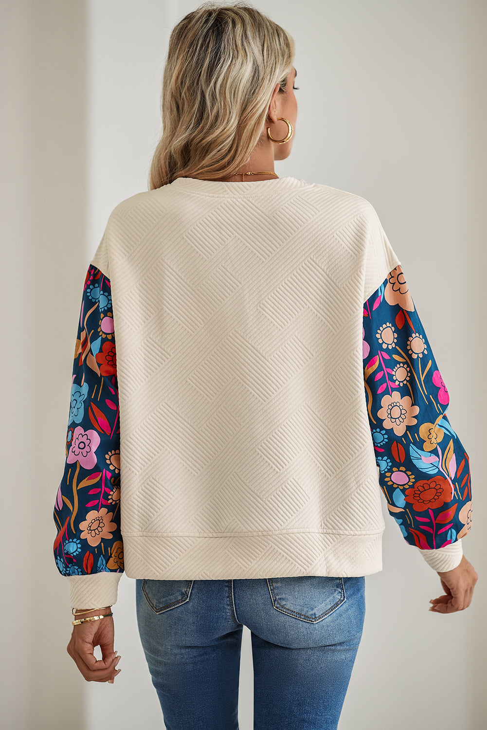 White Vintage Flower Sleeve Top (online only)