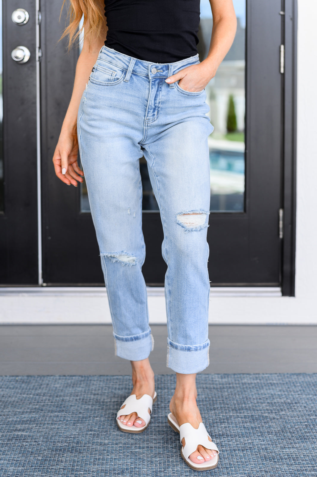 Sam Mid Rise Star Pocket Boyfriend Jeans