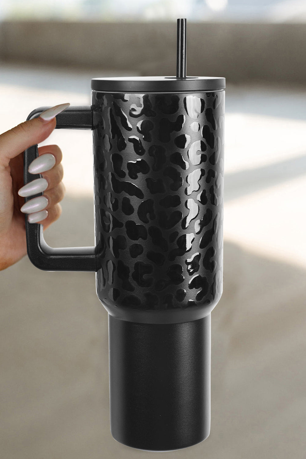 Leopard Emboss Straw Thermal Tumbler 40oz (online only)