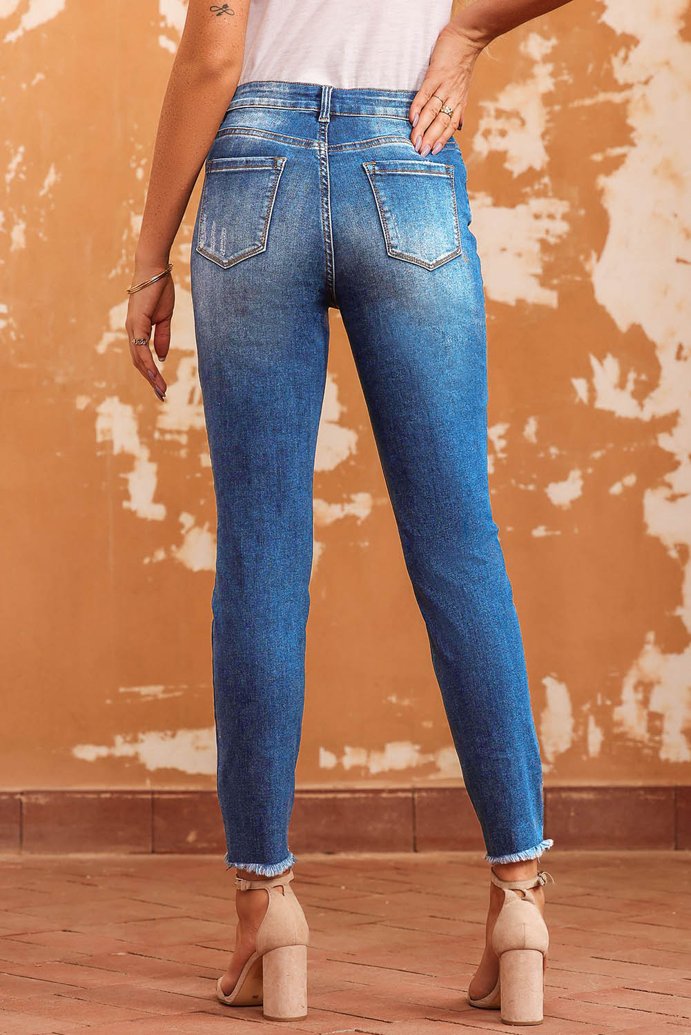 Dark Blue Ankle Length Skinny Jeans (online only)