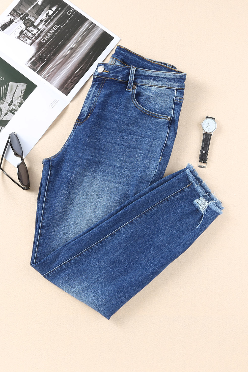 Dark Blue Ankle Length Skinny Jeans (online only)