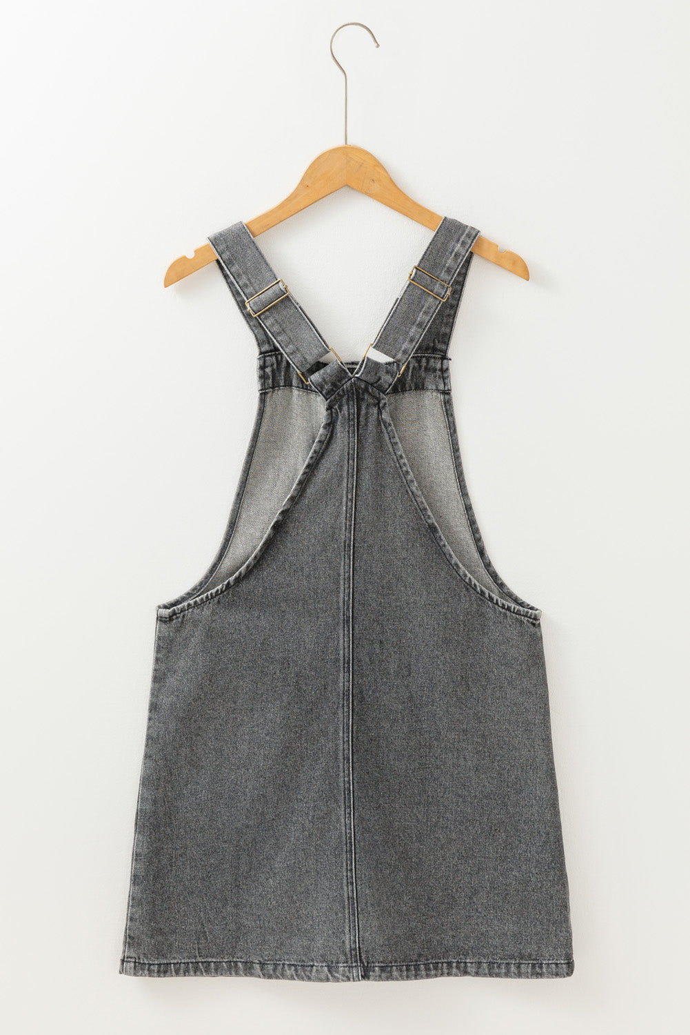 Grey Wide Strap Button Denim Dress (online only)