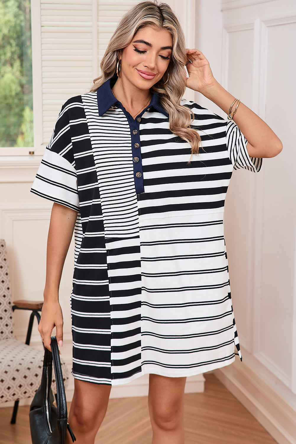 Striped Collared Mini Dress (online only)