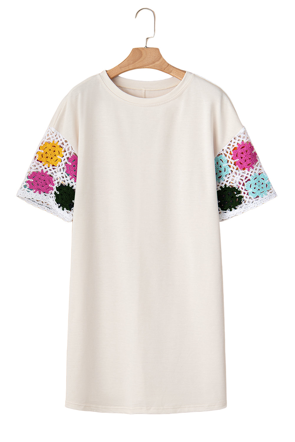 White Floral Crochet T-shirt Dress (online only)