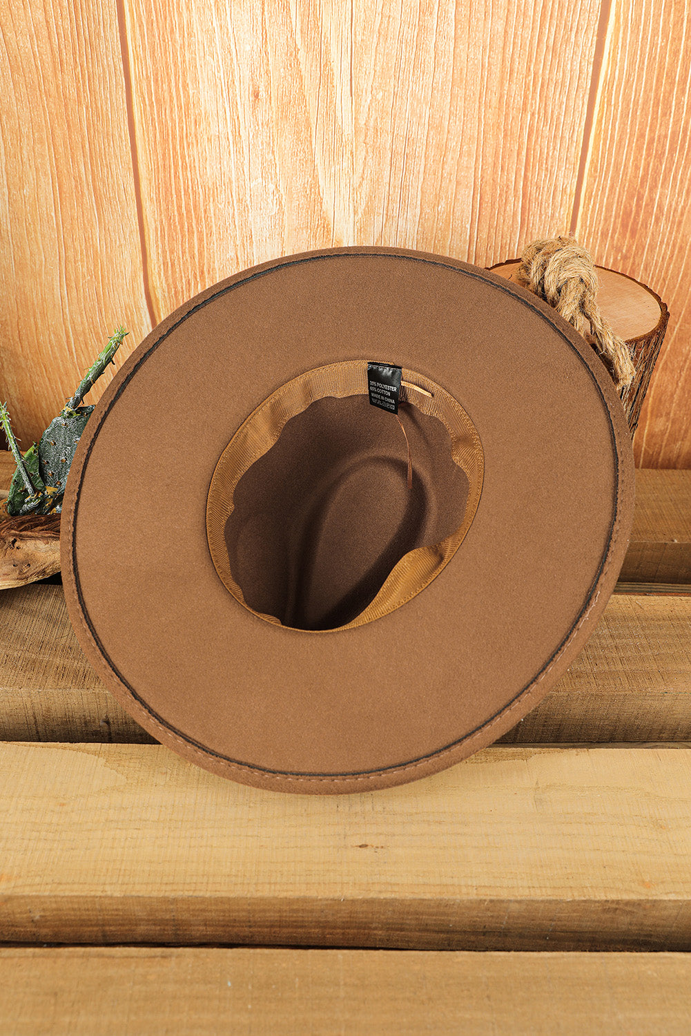 Brown Western Flat Brim Cowboy Woven Hat (online only)