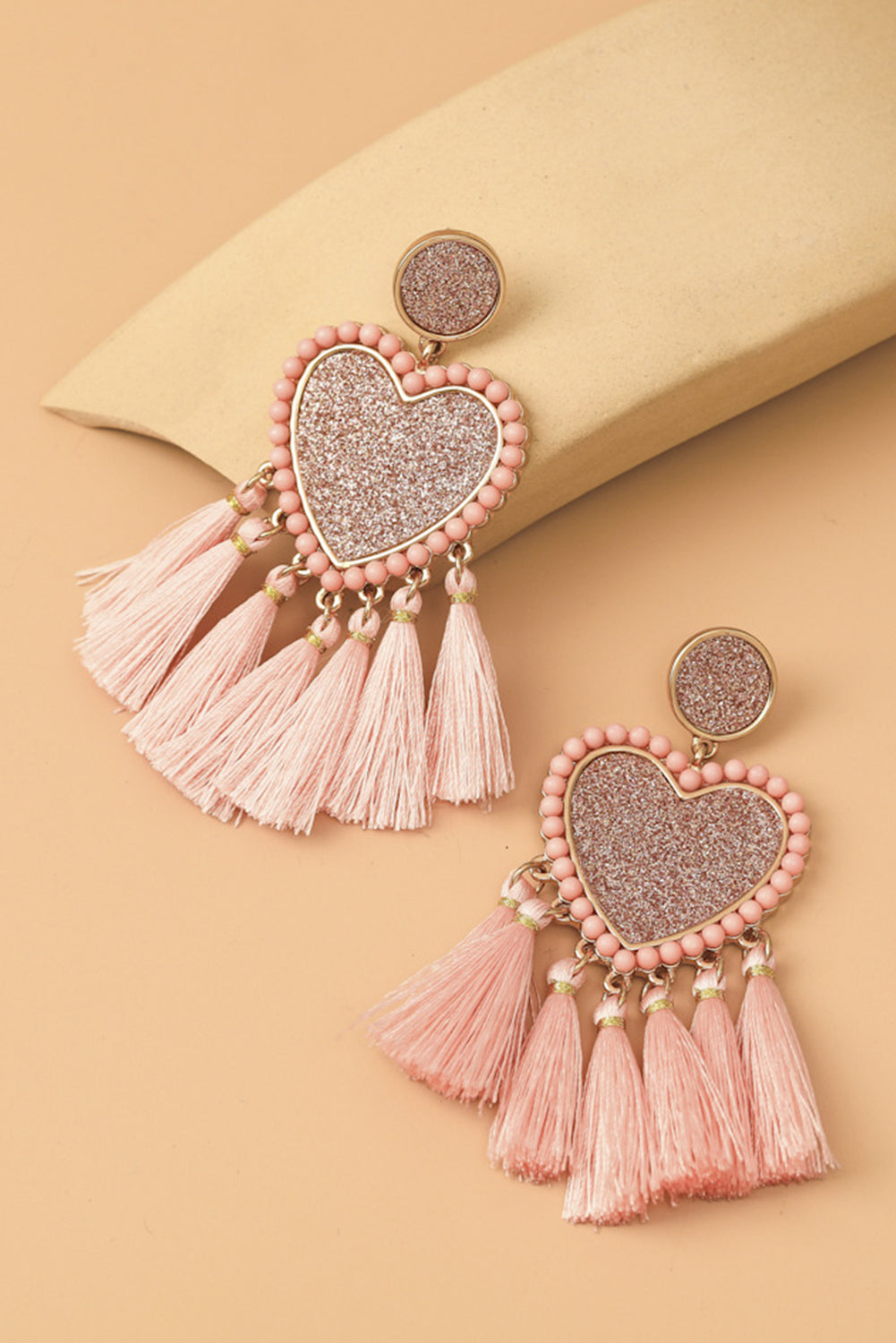 Glitter Heart Tassel Valentines Earrings (online only)