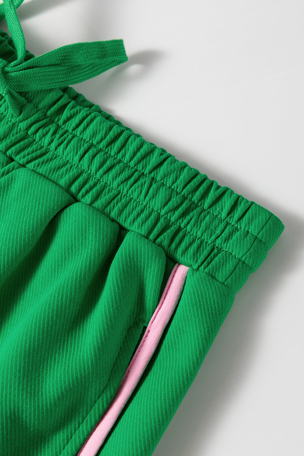 Bright Green Two Tone Textured Tee and Shorts Set (online only)