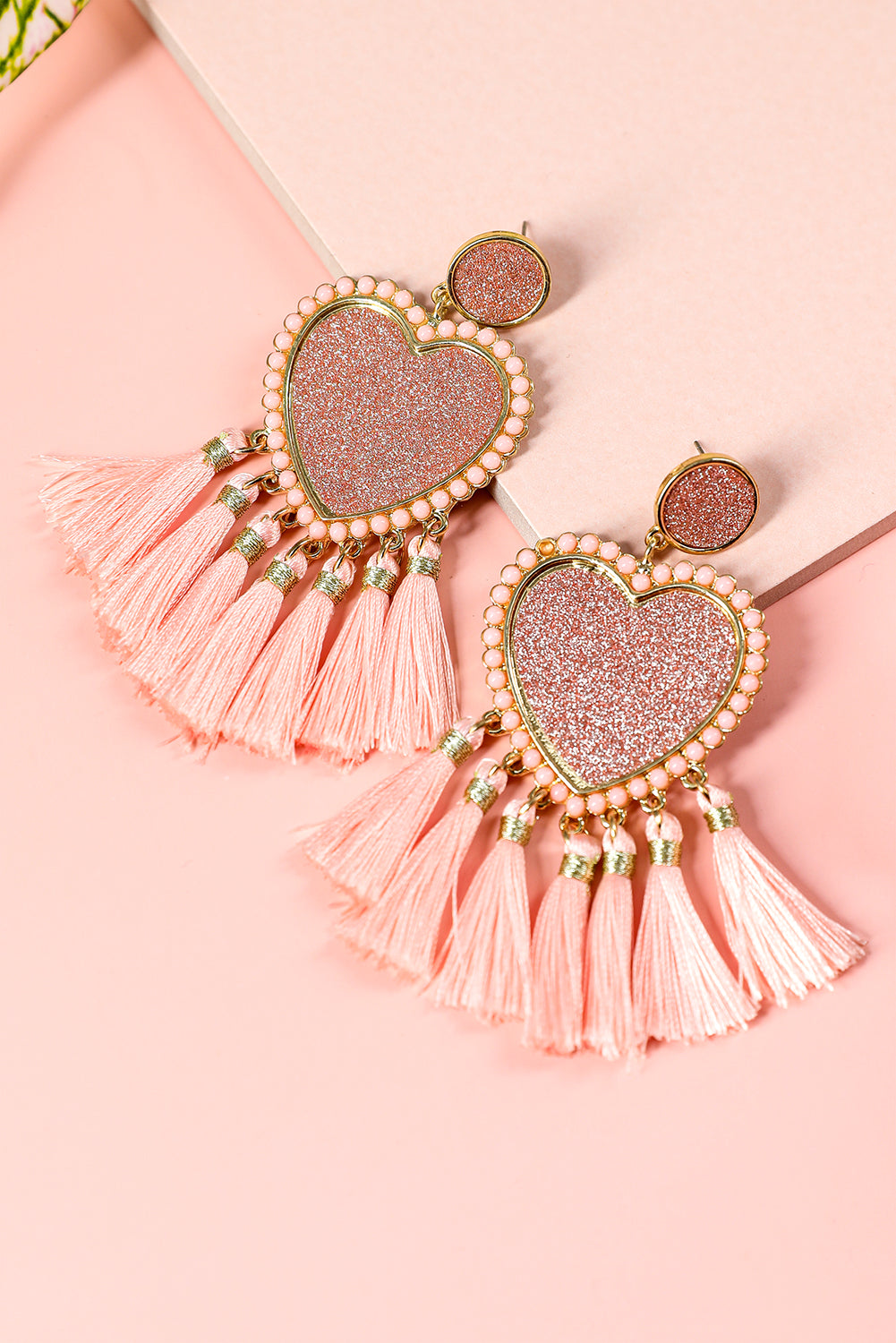 Glitter Heart Tassel Valentines Earrings (online only)