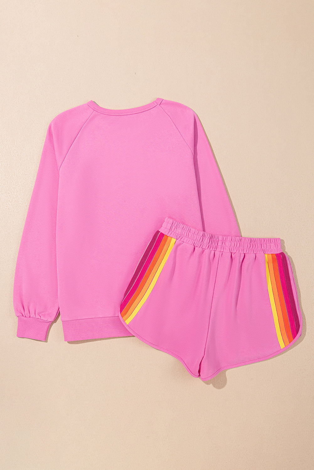 Colorful Striped Long Sleeve Pullover and Shorts Set (online only)