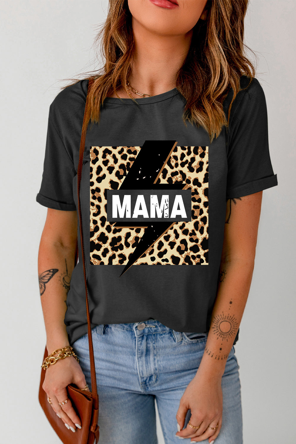 Mama Lightning Leopard Print Graphic Tee (online only)