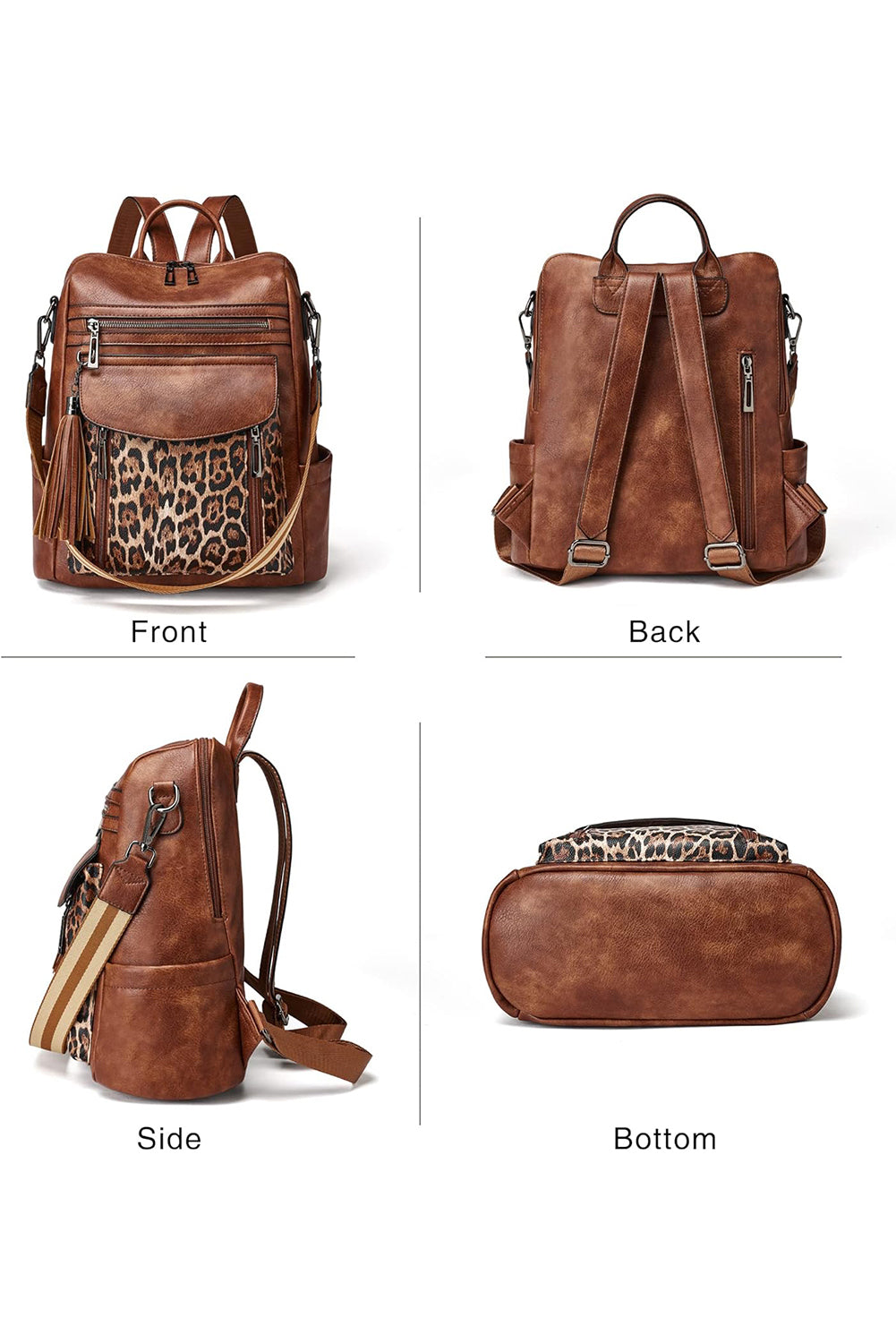 Leopard Patchwork Leather  Backpack (online only)